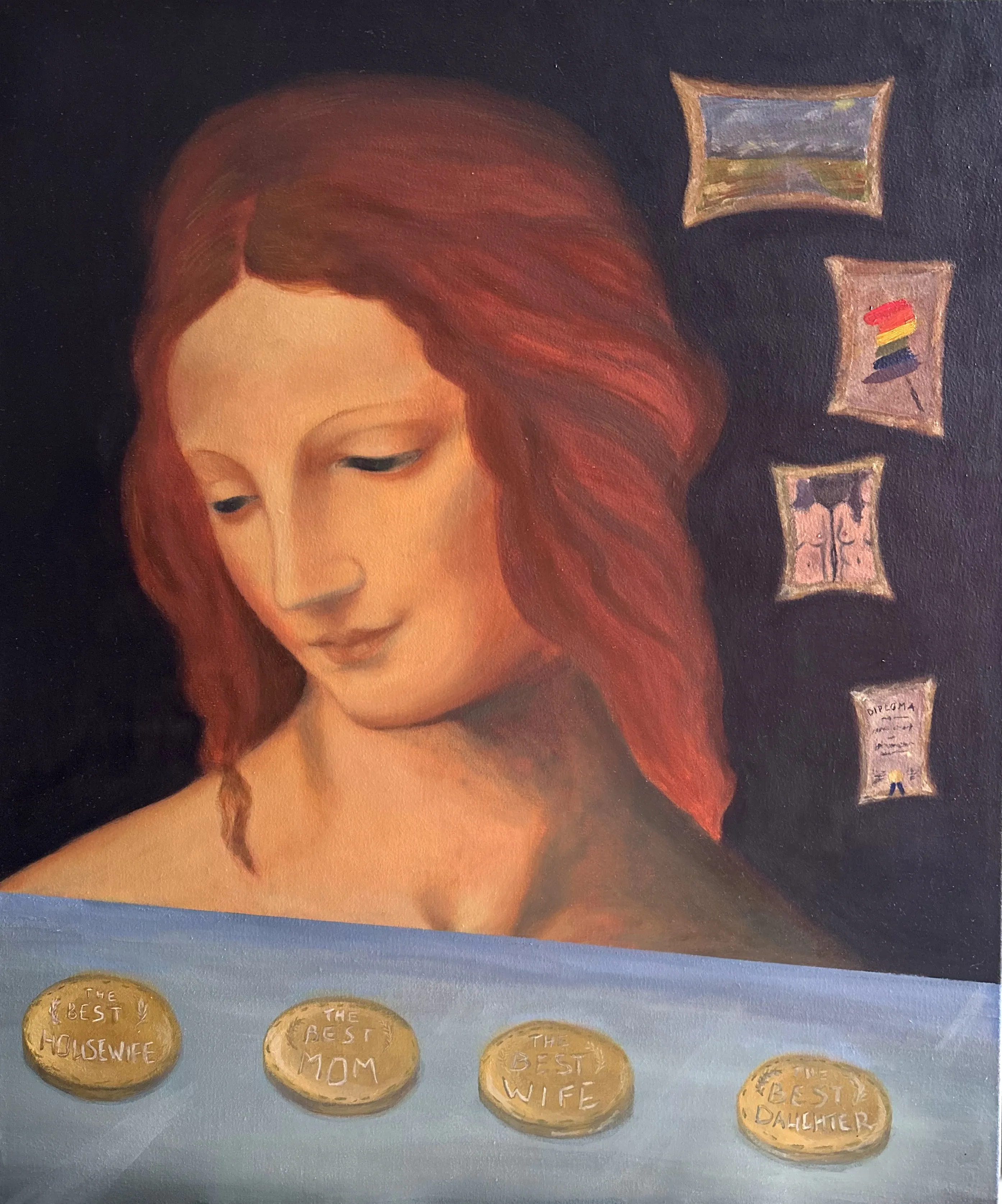 Зображення "Донька маминої подруги. Версія 40." від Дарʼя Бутряшкіна , розмір: 60х50 см, матеріали: Олія, полотно, медіум: Живопис, місто: Львів, серія: Страждання: глибина та плинність, ціна: $300