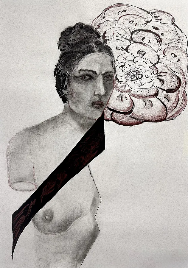 Зображення "Перехідний стан" від Дарʼя Бутряшкіна , розмір: 100x70 см, матеріали: Вугілля на папері, медіум: Графіка, місто: Львів, ціна: $175